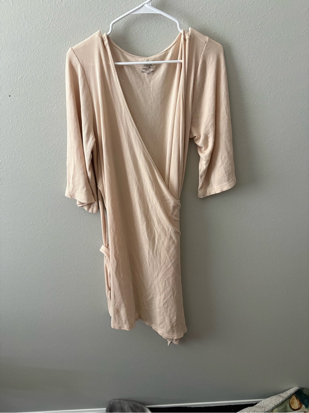 Caden Lane Cream Ribbed Knit Wrap Top